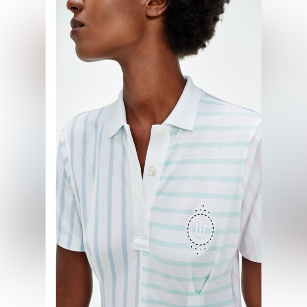 Tommy Icons Collection striped cotton polo dress SZ M